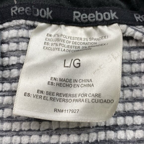 Reebok‎ Hoodie Mens L Gray Marble 1/4 Zip Double Knit Pullover Sweatshirt Logo - Picture 4 of 13